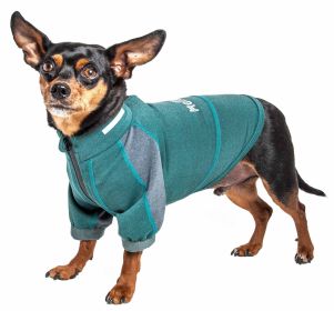 Dog Helios 'Eboneflow' Mediumweight 4-Way-Stretch Flexible And Breathable Performance Dog Yoga T-Shirt (Color: green, size: medium)
