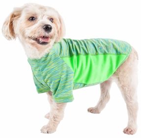 Pet Life Active 'Warf Speed' Heathered Ultra-Stretch Sporty Performance Dog T-Shirt (Color: green, size: medium)